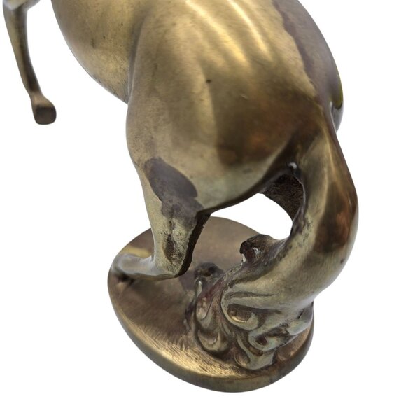 Vintage Brass Rearing Unicorn Figurine With Flowing Mane & Tail - Picture 14 of 16